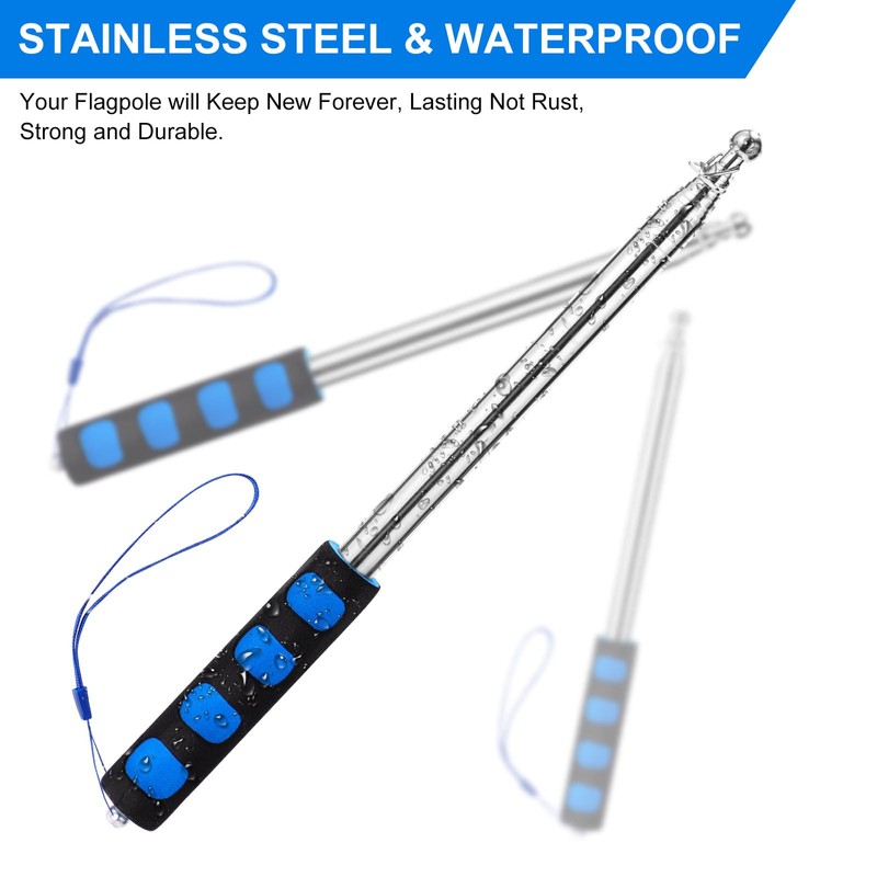Risipu 8.2FT Telescopic Flag Pole,Stainless Steel Handheld Portable Extendable Retractable