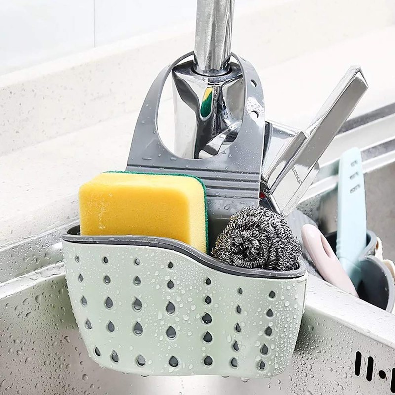 Sink Sponge Holder Kitchen Adjustable Organizer Sink Caddy Drain Basket
