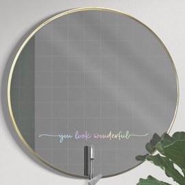 You Look Wonderful Mirror Decal Vinyl Decal, Bathroom Wall Decals, Mirror Sticker for Girls, Positive Affirmation Decal for Girls Room Bedroom, 17.3X 2 inch (Vinyl Decal Without Mirror)