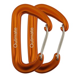 Outmate 12kN Heavy-Duty Carabiner Clips - Durable, Lightweight Aluminum Alloy Carabiners for Hiking, Camping, Keychains, Dog Leashes, Hammocks & More(Wire gate,2 Orange)