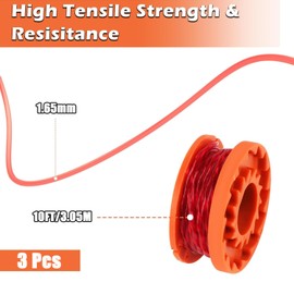 QZKJQDD 3pcs Replacement Strimmer Line for Worx Macallister Strimmer Spool Compatible With Mac Allister MGTP18Li / Qualcast/Worx/Spear & Jackson Lawnmower, 1.65mm 10ft Replacement Spool and Line