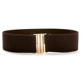 Luxiremi Wide Stretchy Belts for Women, Vintage Elastic Waist Belts Fashion Retro Adjustable Cinch Belt with Buckle for Dresses（Black/coffee colored） (coffee colored)