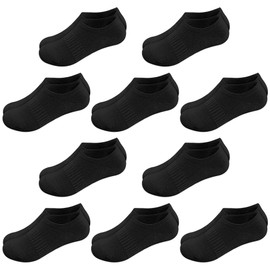 BOOPH 10 pares de calcetines deportivos para niños y niñas, calcetines deportivos de corte bajo, con acolchado completo, Negro -, 3-5 Años