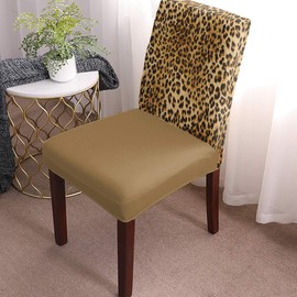 Dining Room Chair Covers Set of 4 Wildlife Animal Leopard Print Removable Stretch Chair Protector Washable Kitchen Seat Slipcover with Elastic Band for Hotel, Ceremony