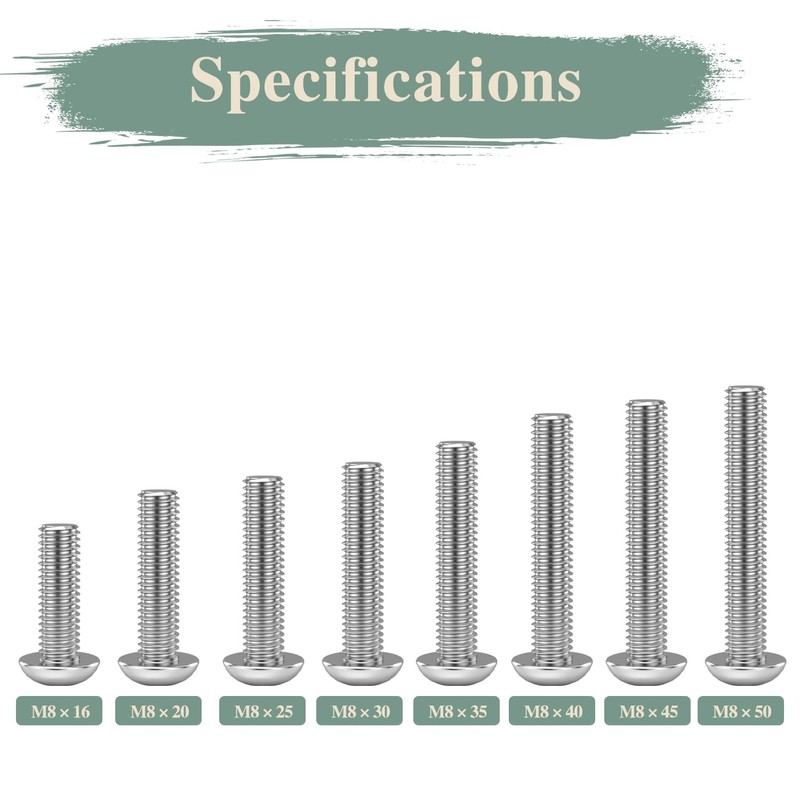 GOHODOMINO M8×30mm Button Head Socket Cap Bolts Screws, Nuts, Flat