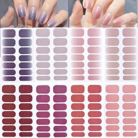 8 Sheets Nail Polish Stickers Full Nail Gradient Color Glitter Fingernails Wrap Adhesive for Women Manicure Decor Tips