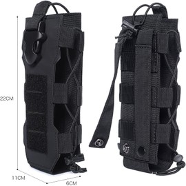 Bolsa táctica Molle para Botella de Agua, Bolsa de Almacenamiento Ajustable Cortada con láser Negra para Transportar Botellas de Agua