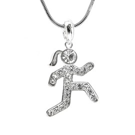 chelseachicNYC Crystal Marathon Runner Necklace Silver