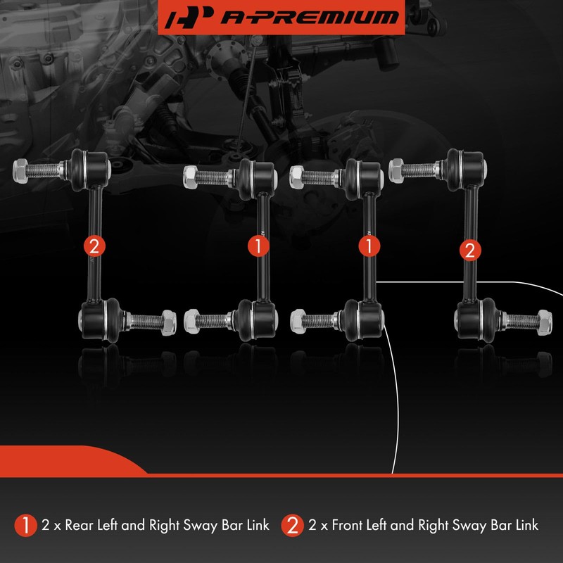 A-Premium Set of 4, Front & Rear Sway Bar Links