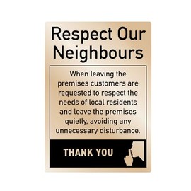Leave Premises Quietly Polite Notice Sign Pub Bar Restaurant A4 Silver 210 x 297mm