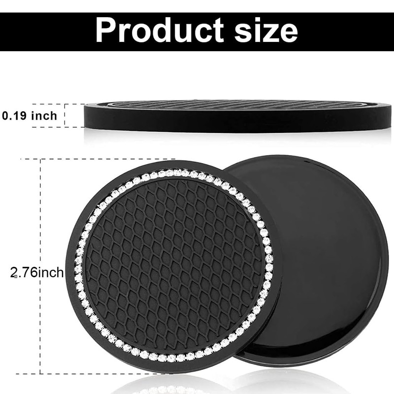 Heyumybit Bling Car Coasters,2 Pieces Car Cup Holder Auto Insert