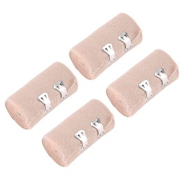 iwobi 4 Pcs Elastic Bandages Wrap, Compressions Bandages Cotton Durable with Extra Metal Clips for Leg Knee Sprain Wrist Chest Body Medical Beige