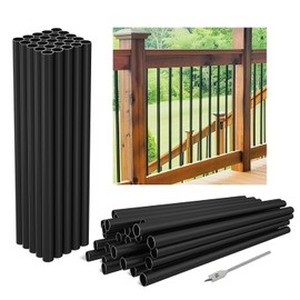 100-Pack 36" x3/4" Aluminum Deck Balusters Hollow Round Deck Railing Spindles Matte Coated Black for Wood and Composite Deck Indoor Outdoor