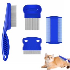 Lxtness Lice Comb, 4 Pieces Lice Combs, Flea Comb, Nit Comb Kit, Metal Teeth Nit Combs, Double Sided Plastic Hair Comb, Flea Lice Combs