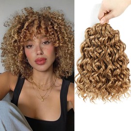 Gogo Curl Short Curly Crochet Hair - 10 Inch, 7 Packs - Beach Curl, Deep Wave, Water Wave Braids - Synthetic Hair Extensions (27#)