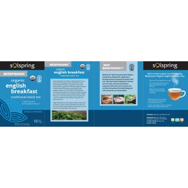 Dr. Mercola Solspring English Breakfast Tea, Full Bodied Flavor and Naturally Caffeinated, 18 Tea Bags., non GMO, Gluten Free, Soy Free, USDA Organic, Demeter Certified Biodynamic