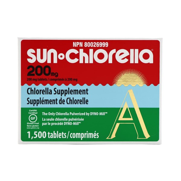Sun Chlorella 200 mg Green Algae Superfood Supplement Supports Whole Body Wellness Immune Defense, Gut Health & Natural Energy Boost - Chlorophyll, B12, Iron, Protein - Non-GMO - 1500 Tablets