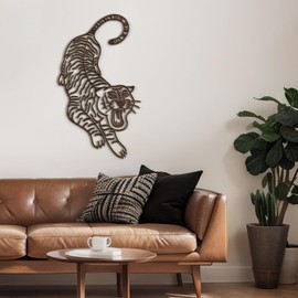 SIGNLEADER Metal Wall Art Decor Tiger Minimalist Modern Abstract Wall Sculpture Hangings Home Decoration for Living Room, Bedroom, Bathroom, Kitchen, Outdoor - 18" Bronze