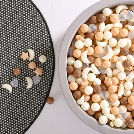 GOGOSO Balls for Ball Pit, Balls with Stars Hearts Moon Shapes, Plastics Balls for Ball Pits, Pastel Ball for Toddlers Kids Party and Decoration Play Fun, Coffee Milktea