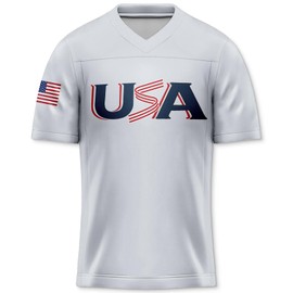 Men's 4th of July USA Flag Football Jerseys for Independence Day Simple Style Red White Blue Shirts Patriotic Jersey