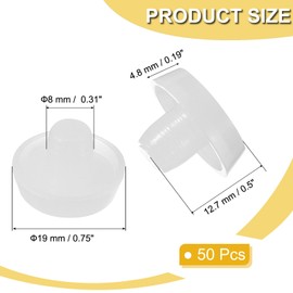 PATIKIL Glass Table Top Bumpers, 50 Pcs 8mm Thread Diameter Soft Stem White Bumpers Rubber Grippers Anti-Slip Pads Flat Pellets for Glass Table Furniture Cabinet