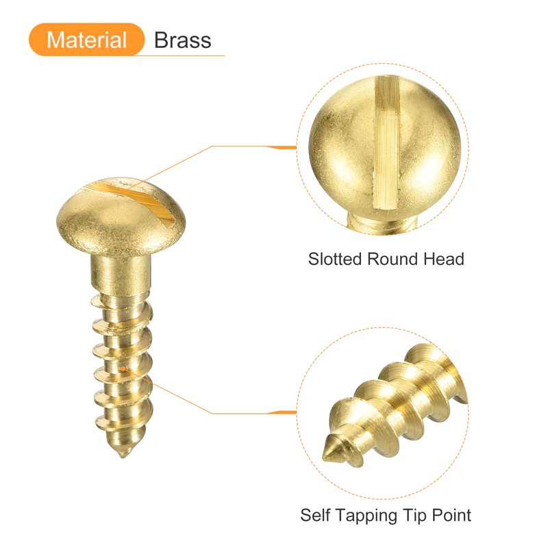 sourcing map Wood Screws M4 x 16mm Slotted Round Head