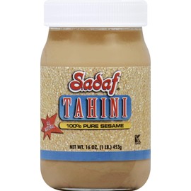 Sadaf Sesame Tahini Paste - 100% Pure Sesame Paste from ground sesame seeds - Tahini paste for Hummus, Baba Ghanoush and Dressings - Sesame Butter - 16 oz