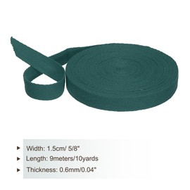 PATIKIL Cotton Twill Tape 15mm(5/8") 9m(10 Yards) Cotton Ribbon Bias Binding Tape Herringbone Webbing Trim for Sewing Gift Wrapping Craft DIY Dark Green