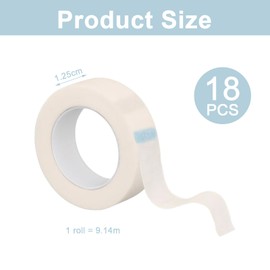18 Rolls of Micropore Tape, Fixing Plaster Roll, Eyelash Tape, Comfortable and Breathable, Can Be Used for Firm Hold and Eyelash Delay (1.25 cm x 9.14 m)