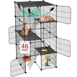 VISCOO Cat Cage, 4-Tier DIY Cat Enclosures Catio, Cat Playpen Indoor & Outdoor with Hammock, Detachable Metal Wire Kennel Cats Crate, 2x2x4 Exercise Place for 1-3 Cats/Kitten