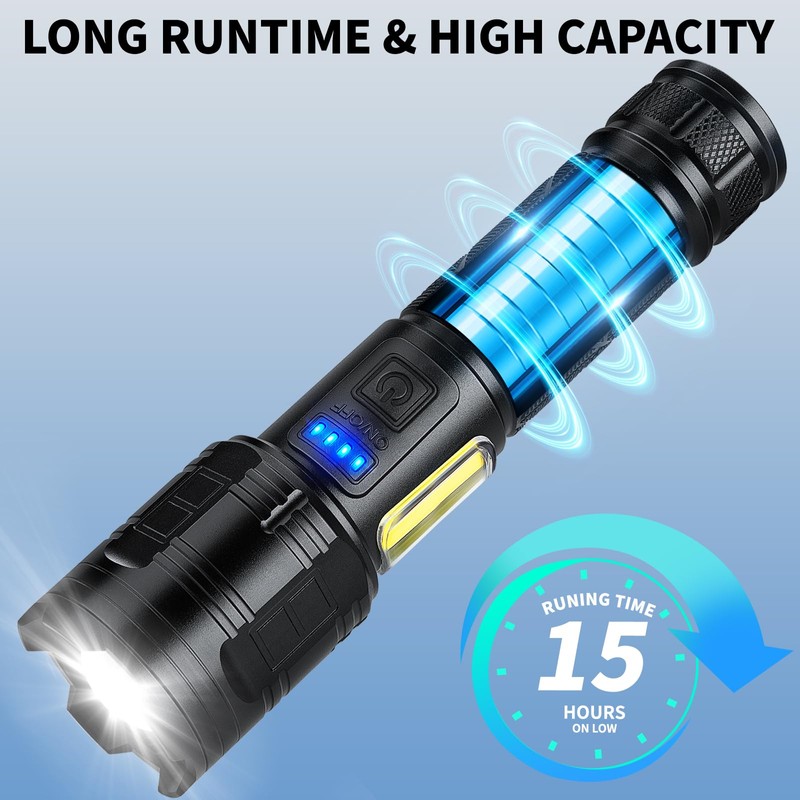 taoquwe Rechargeable LED Flashlights High Lumens, 99,000 Lumen Super Bright