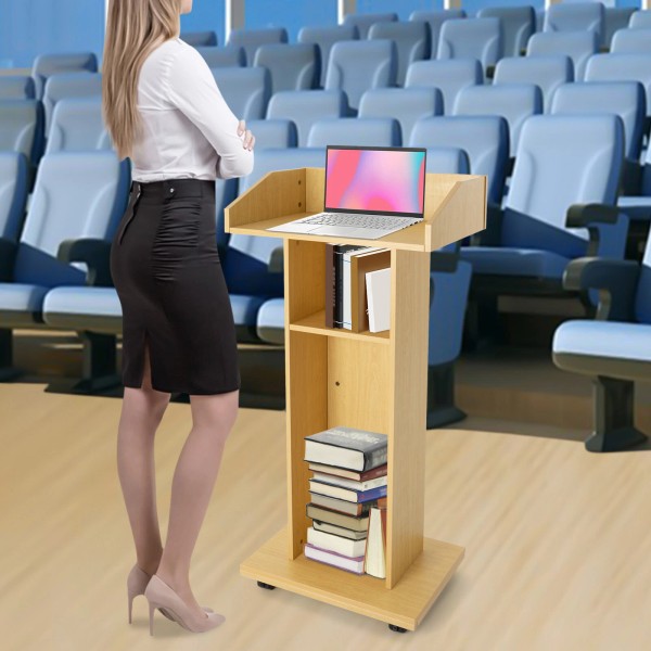 Unbranded Mobile Conference Presentation Stand, Portable Classroom Standing Desk Podiums