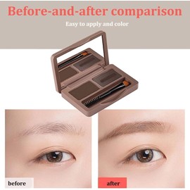 2-in-1 Eyebrow Powder & Pomade Kit - All-in-One Palette with Pencil, Tint | Dual Medium/Dark Brown Shades for Natural-Looking Brows, Hairline & Face Contouring | Waterproof Dye, Touch-Up & Definition