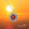 AMBEDORA Women's Necklace Small Sunshine with Amber, Oxidised Sterling Silver,