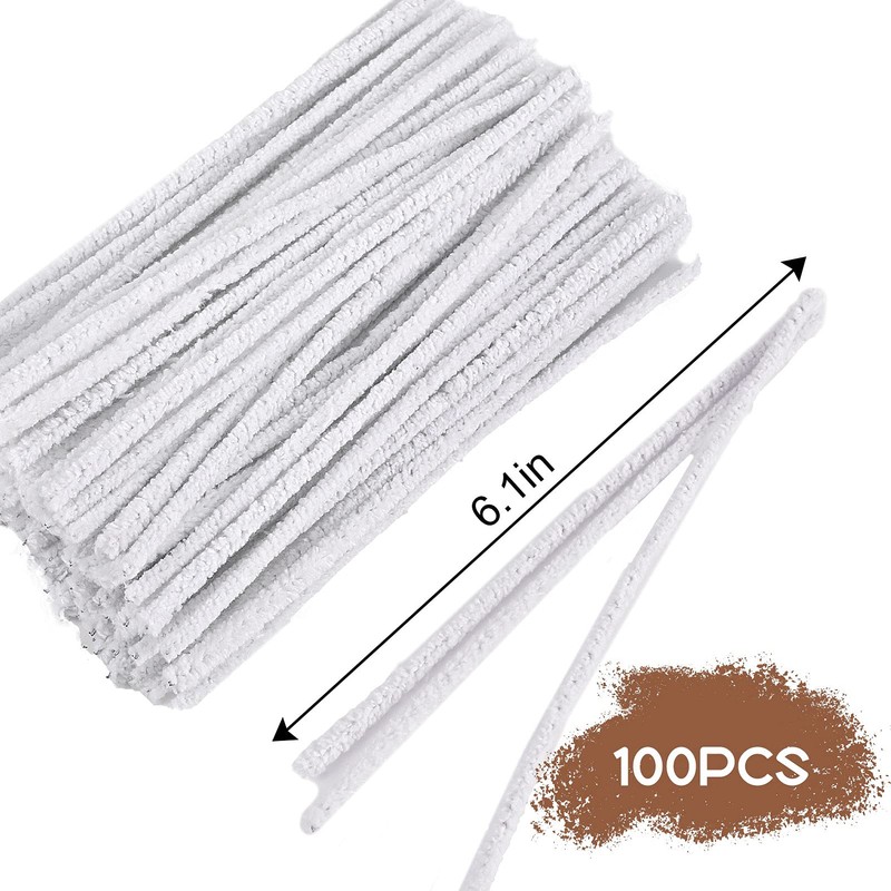 50 Pack White Pipe Cleaners Flexible Strong Suitable for Smoking