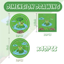 40Pcs Frog Party Decorations with Plates and Napkins, Princess and the Frog Birthday Party Decorations or Baby Shower Set for Boys Girls,serves 20