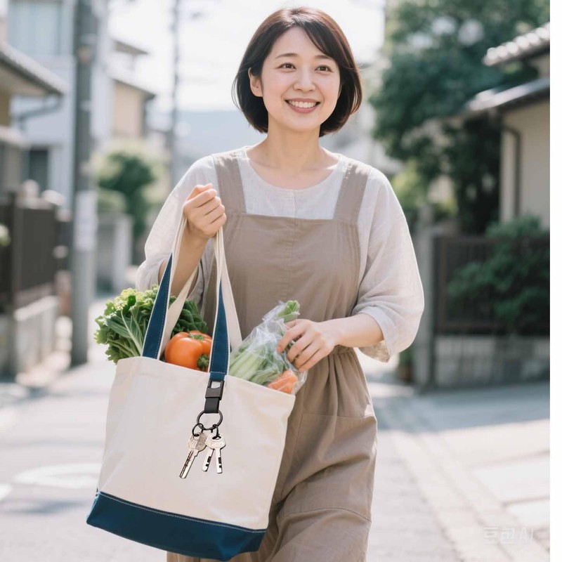 [Liangery] 高級メタルキーホルダー, デュアルリング付き, ブラック, レザーストラップ