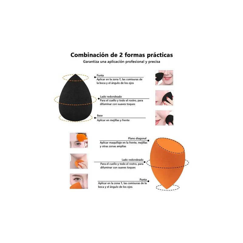 16kit Esponjas Blender Maquillaje Beauty Base Cara Versátil