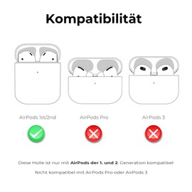 LIUKE Niedliche Airpods-Hülle, Airpods 2-Hülle, Schwarze Whisker-Katze Kitty, lustiges 3D-Cartoon-Tier, stoßfest, weiche Silikonhülle mit Karabiner für Airpods der 1. und 2. Generation