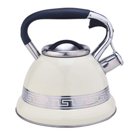 ARC Tea White with stainless steel design Stove Top Tea kettle, Food Grade Stove Tea Pot with Heat Resistance Handle, Anti-Rust and Loud Whistling, Stainless Steel Tea kettle (3.2L)