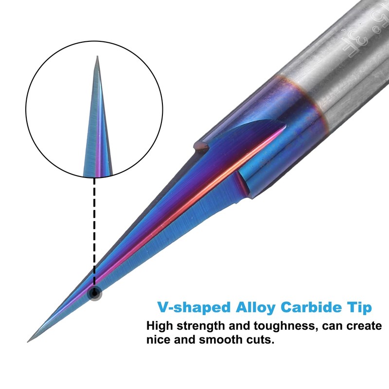 uxcell 2 Pcs 15 Degree V Groove Engraving Router Bits