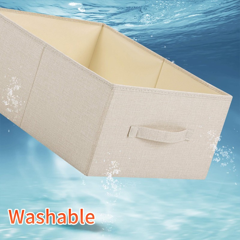 Linen Folding Storage Bins, 3 Pack Large Storage Baskets, Washable,