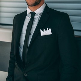 GHTIYLP Prefolded Pocket Squares for Men Solid Color Pre-folded Mens Handkerchief Suit Pocket Square for Business Wedding (White Mountain*1+White Round*1)