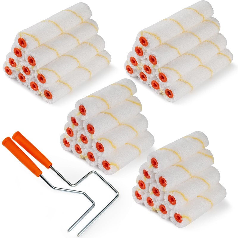HANJKINZ 40 Pack Microfiber Paint Roller, 4 Inch and 6