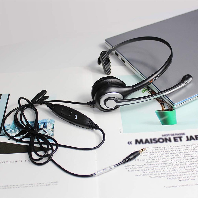 Wantek Binaural 3.5 mm Headphones for Phone, with Noise Cancelling