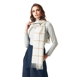 Inca Fashions - 100% Baby Alpaca Wool - Windowpane Plaid Scarf - Hypoallergenic - Natural Colors (Dove Grey, Grey, Camel)