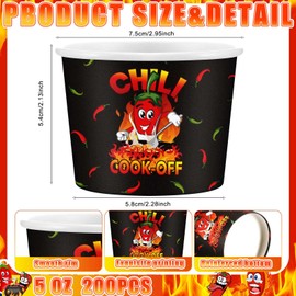 Ziliny 200 Pcs Chili Cook off Party Decorations Disposable Chili Cook off Paper Tasting Cups Food Sample Bowls for Mexican Party Supplies(Stew,5 oz)