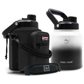 NATURE PIONEOR 84 oz Insulated Water Bottle - Double Vacuum Stainless Steel Water Jug with Holder/Carrier, Wide Mouth, Outdoor Sports, Hiking, Camping, Gym