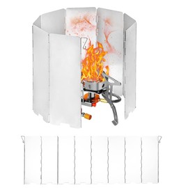 8 Folding Windscreens for Camping, Lightweight Foldable Aluminium Wind Protection, Camping Stove Wind Protection, Gas Stove Wind Protection, Camping Stove with Carry Bag, for Outdoor Ovens, Gas Stoves