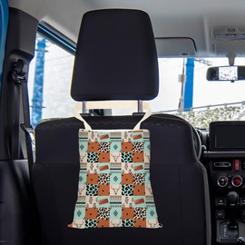 Western Car Trash Bag Car Travel Essentials, Cow Print Car Garbage Bag Car Trash Bag Hanging, Back Seat Car Organizer Trash Can, Portable Garbage Can for Camping Western Country Stuff Cowgirl Gifts